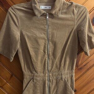 MNG corduroy tan jumpsuit, Size Small